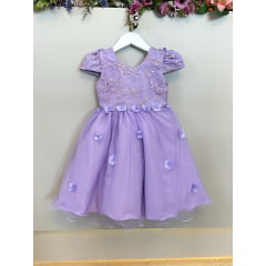 Vestido Infantil Lilás Jardim Encantado C/ Renda Damas Festa
