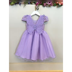 Vestido Infantil Lilás Jardim Encantado C/ Renda Damas Festa