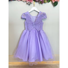 Vestido Infantil Lilás Jardim Encantado Com Renda Festas