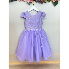 Vestido Infantil Lilás Jardim Encantado Com Renda Festas