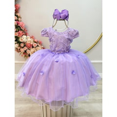 Vestido Infantil Lilás Jardim Encantado Damas Com Renda