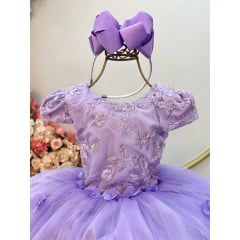Vestido Infantil Lilás Jardim Encantado Damas Com Renda