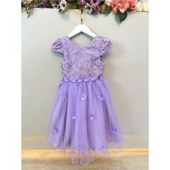 Vestido Infantil Lilás Jardim Encantado Damas Com Renda