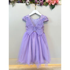 Vestido Infantil Lilás Jardim Encantado Damas Com Renda