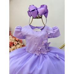 Vestido Infantil Lilás Jardim Encantado Daminha Festas