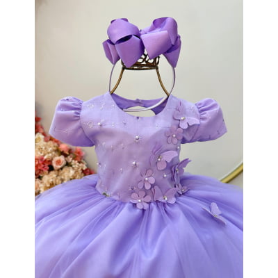 Vestido Infantil Lilás Jardim Encantado Daminha Festas