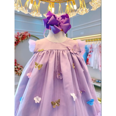 Vestido Infantil Lilás Jardim Encantado Luxo
