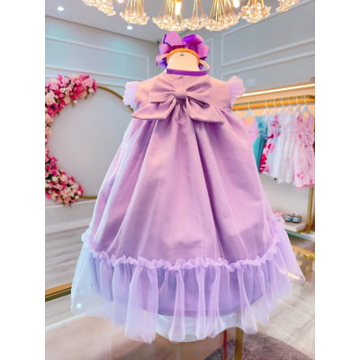 Vestido Infantil Lilás Jardim Encantado Luxo