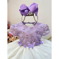 Vestido Infantil Lilás Jardim Encantado Saia C/ Babados