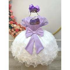 Vestido Infantil Lilás Jardim Encantado Saia C/ Babados