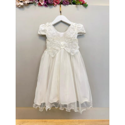 Vestido Infantil Marfim Jardim Encantado C/ Renda Festas