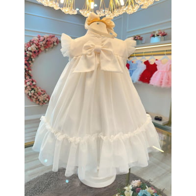 Vestido Infantil Marfim Jardim Encantado Luxo