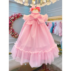 Vestido Infantil Rosa Bebê Jardim Encantado Luxo