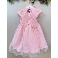Vestido Infantil Rosa Claro Jardim Encantado Com Renda Festas