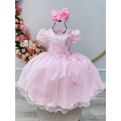 Vestido Infantil Rosa Claro Jardim Encantado Daminha Festas