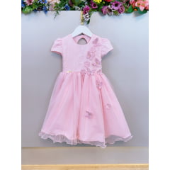 Vestido Infantil Rosa Claro Jardim Encantado Daminha Festas
