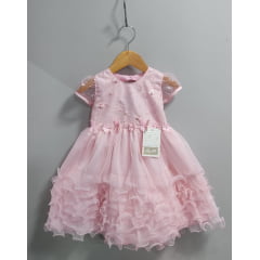 Vestido Infantil Rosa Claro Jardim Encantado Festas  Daminha