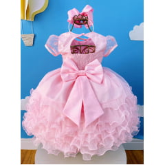 Vestido Infantil Rosa Claro Jardim Encantado Festas  Daminha