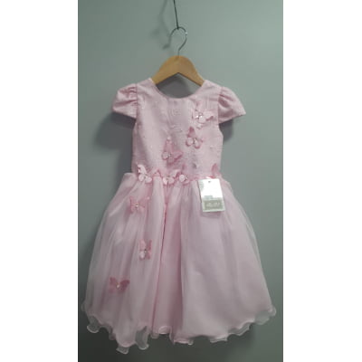 Vestido Infantil Rosa Renda C/ Borboletas Daminhas Luxo Vestido Infantil Rosa Renda C/ Borboletas Daminhas Luxo