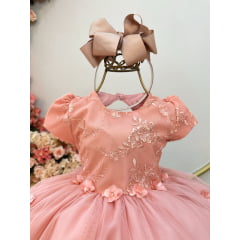 Vestido Infantil Rose Jardim Encantado Com Renda Festas