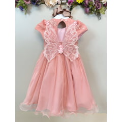 Vestido Infantil Rose Jardim Encantado Com Renda Festas