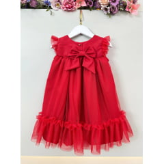 Vestido Infantil Trapézio Vermelho Festas
