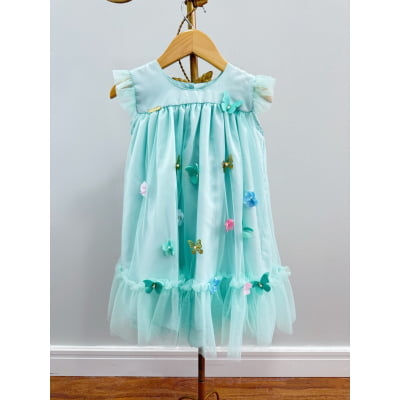Vestido Infantil Verde Jardim Encantado Luxo