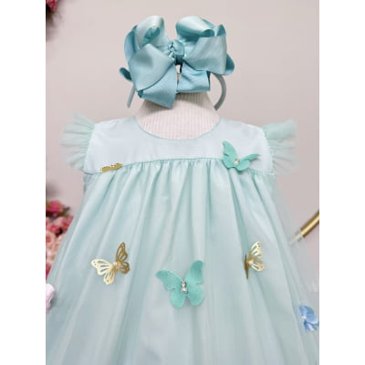 Vestido Infantil Verde Jardim Encantado Luxo