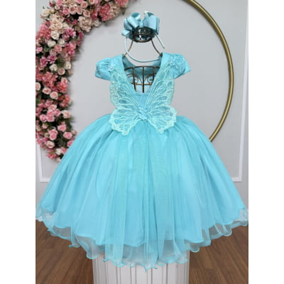 Vestido Infantil Verde Jardim Encantado Renda Metalizada