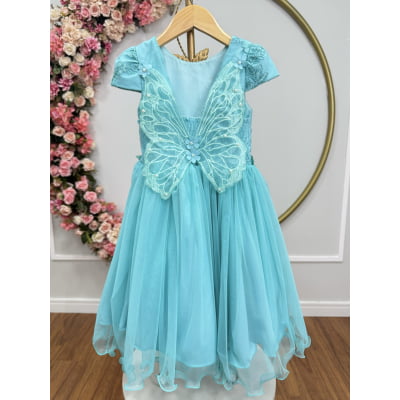 Vestido Infantil Verde Jardim Encantado Renda Metalizada