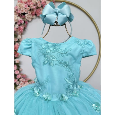 Vestido Infantil Verde Jardim Encantado Renda Metalizada