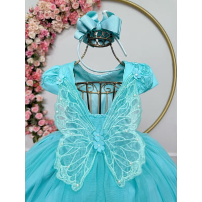 Vestido Infantil Verde Jardim Encantado Renda Metalizada