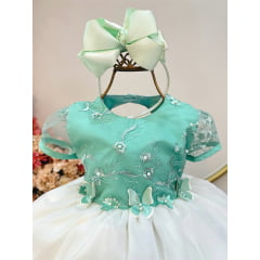 Vestido Infantil Verde Jardim Encantado Saia C/ Babados