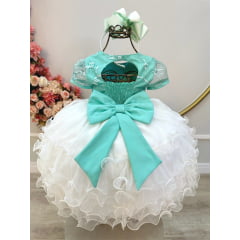 Vestido Infantil Verde Jardim Encantado Saia C/ Babados