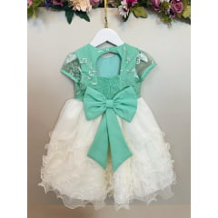 Vestido Infantil Verde Jardim Encantado Saia C/ Babados