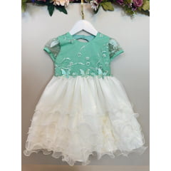 Vestido Infantil Verde Jardim Encantado Saia C/ Babados