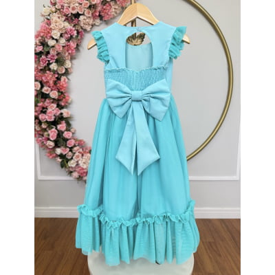 Vestido Infantil Verde Menta Jardim Encantado Apliques Festas