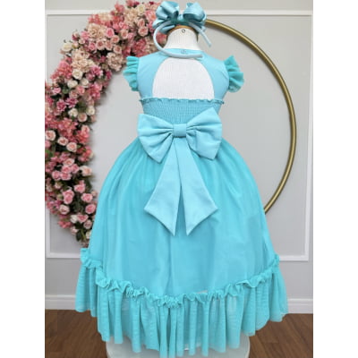 Vestido Infantil Verde Menta Jardim Encantado Apliques Festas