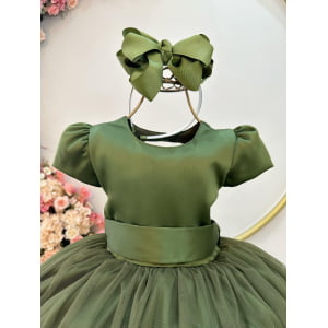 Vestido Infantil Verde Oliva Daminha Festas