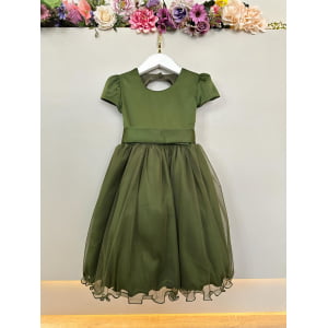 Vestido Infantil Verde Oliva Daminha Festas