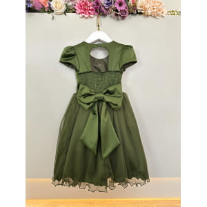 Vestido Infantil Verde Oliva Daminha Festas