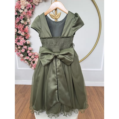 Vestido Infantil Verde Oliva Daminha Festas
