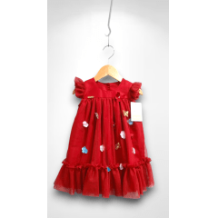 Vestido Infantil Vermelho Jardim Encantado Luxo