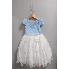 Vestido Infantil Azul Claro Saia Off Formatura Casamentos