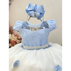 Vestido Infantil Azul Claro Saia Off Formatura Casamentos