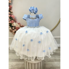 Vestido Infantil Azul Claro Saia Off Formatura Casamentos