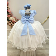 Vestido Infantil Azul Claro Saia Off Formatura Casamentos