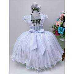 Vestido Infantil Branco C/ Renda e Borboletas Princesas Dama