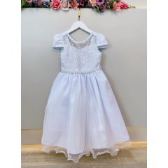 Vestido Infantil Branco C/ Renda e Pérolas Festas Daminhas