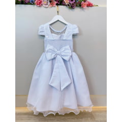 Vestido Infantil Branco C/ Renda e Pérolas Festas Daminhas
